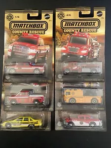 NEW Matchbox 2023 Complete Set of 6 County Rescue Diecast Fire Truck Vehicles - Picture 1 of 8