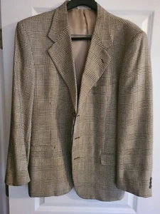 100% ITALIAN WOOL WOOSTED HOUNDSTOOTH PLAID CLASSIC MENS SPORT JACKET 40" SIZE - Picture 1 of 4