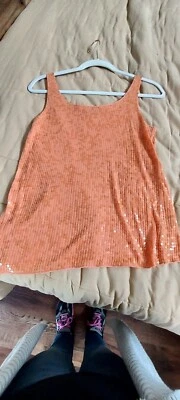 Tory Burch Women's Brown With Gold Sequin Tank Sleeveless Shirt Size Small - Image 1 of 4