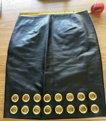 Inc International Concepts Mujer Falda Imitación Piel, Negro, Talla 4, Cremallera Trasera Foto 1 de 4