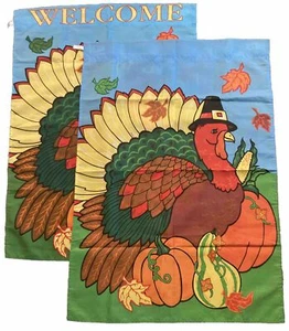 (2) Thanksgiving’s Day Fall Turkey Decorative Flag, 28 x 40 Inches Lawn - Picture 1 of 11