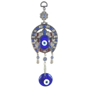 Turkish Blue Evil Eye Glitter Horseshoe Amulet Wall Hanging Pendants Charm Decor - Picture 1 of 4
