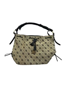 Vintage Dooney & Bourke Shoulder Tote Bag DB Logo Print Tassels Leather Strap - Picture 1 of 21