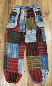 Kathmandu Imports Patchwork Harem Boho Hippie Pants S/M - Picture 1 of 7