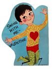 Vintage Valentine Card Gymnastic Swinging Little Boy Swing With Me Trapeze 