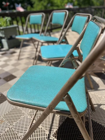 Vintage Samsonite Folding Chairs #6881 MCM TEAL!  Set of 4 Cover