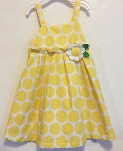 Vestido Solero Niñas Gymboree Talla 18 24 Mo Lunares Amarillo Blanco Pop de Margaritas  - Imagen 1 de 5
