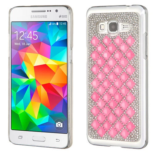 Pink 3D Diamante Snap Fit Case Back Cover for Samsung Galaxy Grand Prime G530 - Image 1 of 1