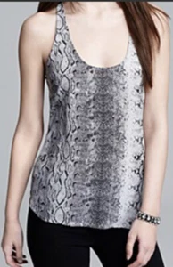 JOIE SILK SNAKESKIN SCOOP NECK TOP MEDIUM NWOT - Picture 1 of 3