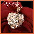 18k Rose White Gold Gf Puff Love Heart Lab Diamond Pendant Mum Mother Day Gift