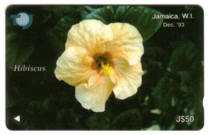 Flor de hibisco blanca J$50 (16JAM...) diciembre 1993. Tarjeta telefónica como nueva - Imagen 1 de 1