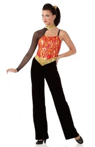Heat Wave Child X-Small Dance Costume Flame Fire Jumpsuit Lion King New - Picture 1 of 3