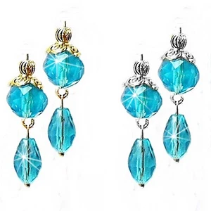 Pendientes de doble caída de cristal azul agua, elige clip o perforado - Imagen 1 de 5