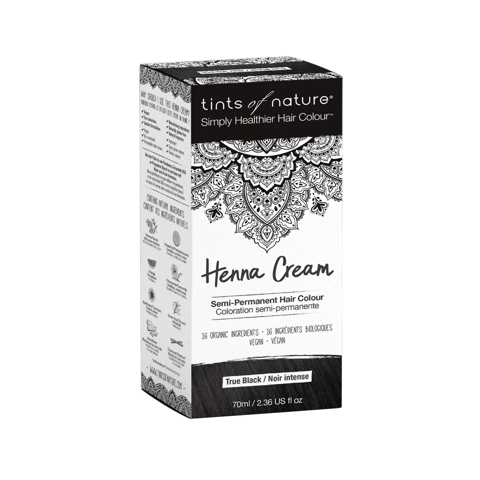 Tints of Nature Henna Cream Semi Permanent Hair Dye Kit True Black 70ml - Image 1 of 1