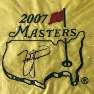 2007 Masters Golf Flag signed Zach Johnson Champion! PGA US Open auto - Picture 1 of 4