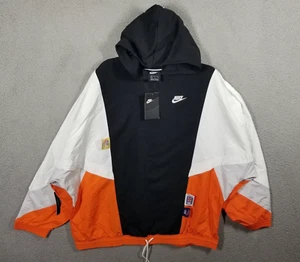 $90 Nike Sportswear Windbreaker Pinwheel Jacket Hoodie Medium Orange White 23X28 - Picture 1 of 10