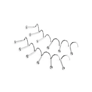 100pcs/lot Clear Crystal Screw Nose Stud Nostril Ring Body Piercing Jewelry - Picture 1 of 4