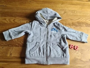 Baby Sweatshirt-Jacke mit Teddyfutter grau Gr. 86 - Bild 1 von 4