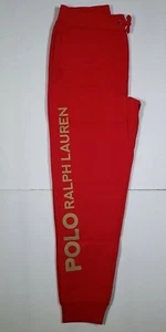 Polo Ralph Lauren Gold Logo On The Side Zip Pockets Sweatpants Red Youth Med NWT - Picture 1 of 12