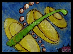 Leaf + Ladybug 2013 C Peterson * Abstract POP ART * Whimsical Graphic ACEO No. 6 - Picture 1 of 12