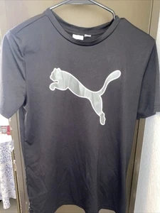 Puma No 1 Logo Graphic T-Shirt Boys Size L 14-16 Black Short Sleeve Crew Neck - Picture 1 of 2