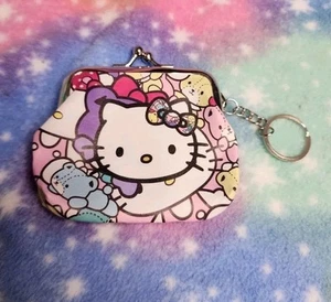 Hello Kitty Teddy Bear Coin Snap Purse Keychain Kawaii Sanrio Travel Gift Wallet - Picture 1 of 4