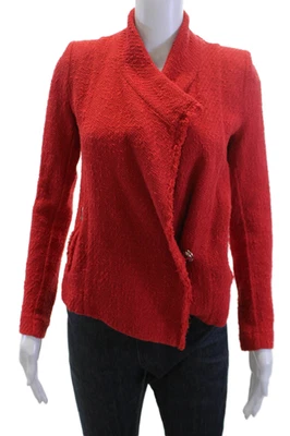 IRO Women Blazer Red 100% Cotton Mock Neck Long Sleeve Size 36 - Image 1 of 4
