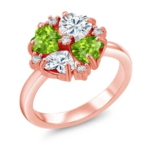 18K Rose Gold Plated Silver Fashion Ring Peridot Moissanite (1.92 Cttw) - Picture 1 of 3