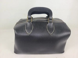 Vintage Black Leather Bowling Ball Carrying Bag (12"x6.5"x8") - Imagen 1 de 6