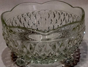 Vntg Clear Crystal/Glass Diamond Point Scalloped Edge Footed 5” Candy Dish - Picture 1 of 8