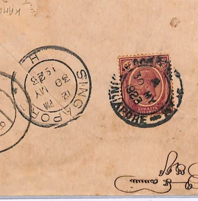 Cubierta del estrecho de Malaya de Singapur Kampong Glam India Madras 1923{samwells} WM49 Foto 1 de 4