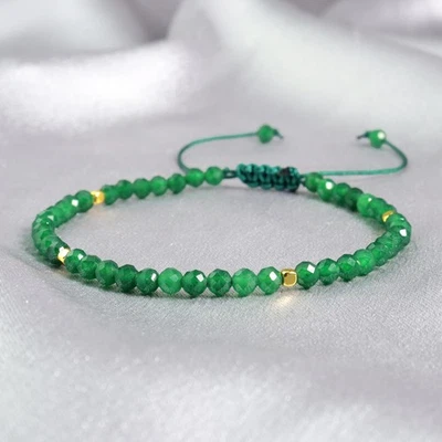 Pulsera de piedras preciosas curativas de cuentas de jade verde de alta calidad riqueza suerte atrae regalo Foto 1 de 2