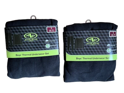 NEW boy 2x size S 6-7  thermal underwear set top & long black - Image 1 of 4