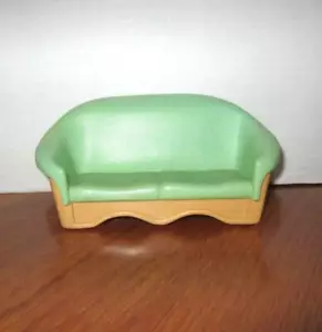 Sofá sofá vintage Fisher Price 1993 Loving Family verde/bronceado - Imagen 1 de 3