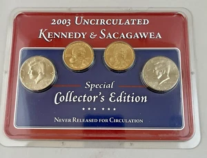 2003 Uncirculated Kennedy And Sacagawea 4 Coin Set Special Collectors Edition - Picture 1 of 2