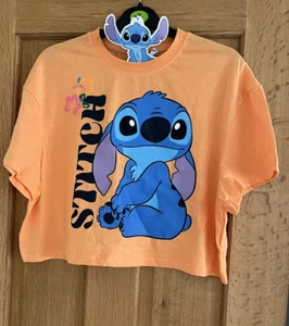 Stitch T Shirt Disney Primark Cropped Orange Ladies Womens UK M(12-14) New - Picture 1 of 5
