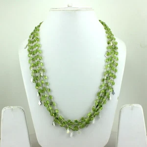 Collana Pietra Preziosa Peridoto Naturale Fatta a Mano Perline Argento Sterling 925 Catena - Foto 1 di 4