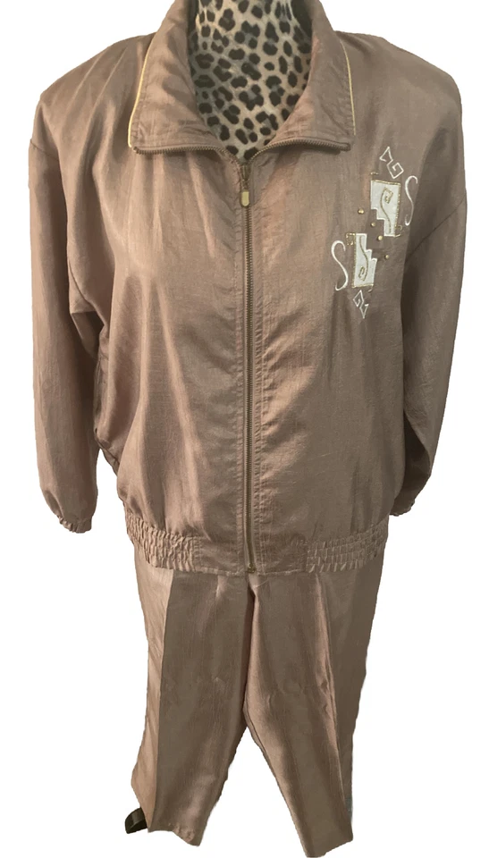 Traje Pantalones Erin London Pequeño Grande L Beige Tostado Ultra Ligero Cómodo Pull On Foto 1 de 4