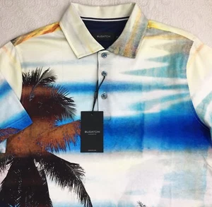Men's Bugatchi Tropical Sunset Short Sleeve Polo Small S Multicolor NEW NICE - Picture 1 of 6
