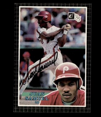 Juan Samuel 1985 Donruss Action All-Stars 3x5 authentic autographed card - Image 1 of 2
