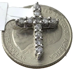 Prong Setting Diamond Cross Pendant in 14k Solid White Gold  (0.40 ct. t.w.) - Picture 1 of 5