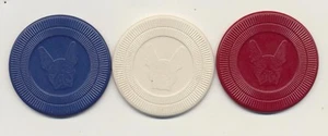 Vintage Set Of 3 Boston Terrier French Bulldog Frenchie Dog Poker Chips - Picture 1 of 2