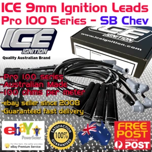 ICE PRO 100 9mm Spark Plug Leads V8 SB CHEV 350 Around R/Covers STD + Sleeves - Picture 1 of 9