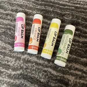Lip Balm Fruit Flavors Peach Watermelon Pineapple More 4 Pack Chapped Lip Butter - Picture 1 of 7