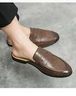 Mens Casual Summer Shoes Mules Slip on Flats Faux Leather Closed Toe Slippers SZ