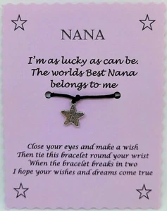 Nana Wish String Bracelet Gift Birthday Love Card Christmas Stocking Filler - Picture 1 of 6