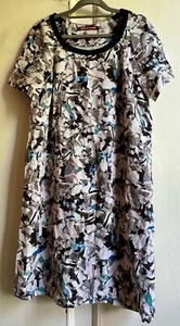 Silk Dress Medium Abstract Comptoir Des Cotonniers Lined Round Short Sleeve - Picture 1 of 12