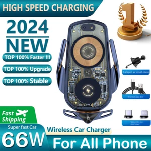 66W Fast Wireless Car Charger Automatic Clamping Mount Air Vent Phone Holder - Picture 1 of 15
