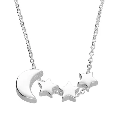 Star And Moon Necklace Solid Sterling Silver 41cm - 45cm 925 Hallmark - Image 1 of 3