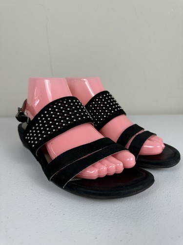 Sandali Ecco taglia EU39 US8 5 casual con cinturino slingback nero scamosciato zeppa punta aperta